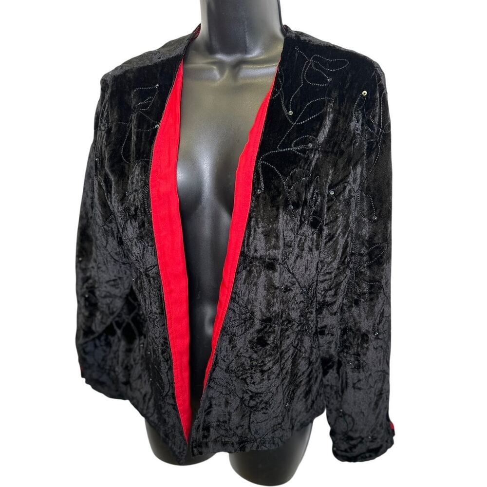 Vintage Y2K Choices Black Burnout Velvet Embroidered Jacket MD Whimsigoth Witchy - Picture 1 of 8